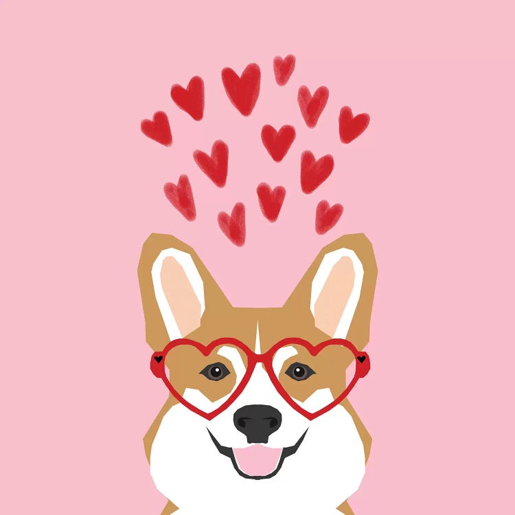 Corgi Love Glasses   by Pet Friendly wall art