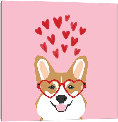Corgi Love Glasses   Canvas Art Print - Pet Friendly