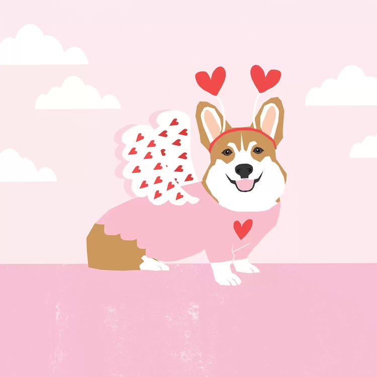 Corgi Love Bug by Pet Friendly wall art