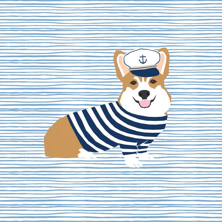 Corgi Nautical by Pet Friendly wall art