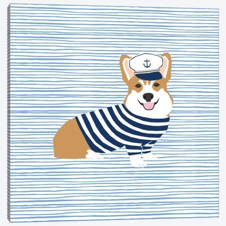 Corgi Nautical Canvas Print #PET96} by Pet Friendly Canvas Art Print