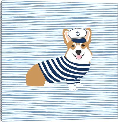 Corgi Nautical Canvas Art Print - Pet Friendly