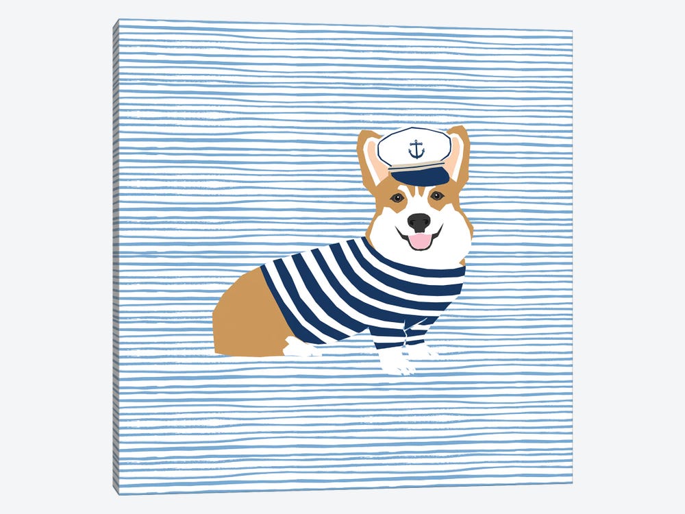Corgi Nautical by Pet Friendly 1-piece Art Print