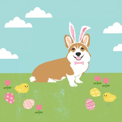 Corgi Tan Easter by Pet Friendly metal wall art