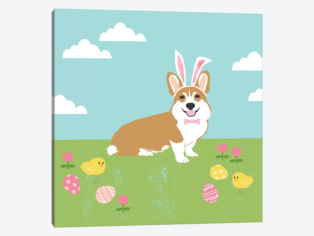 Corgi Tan Easter by Pet Friendly 1-piece Canvas Art