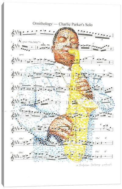 Charlie Parker Canvas Art Print - Musical Notes Art