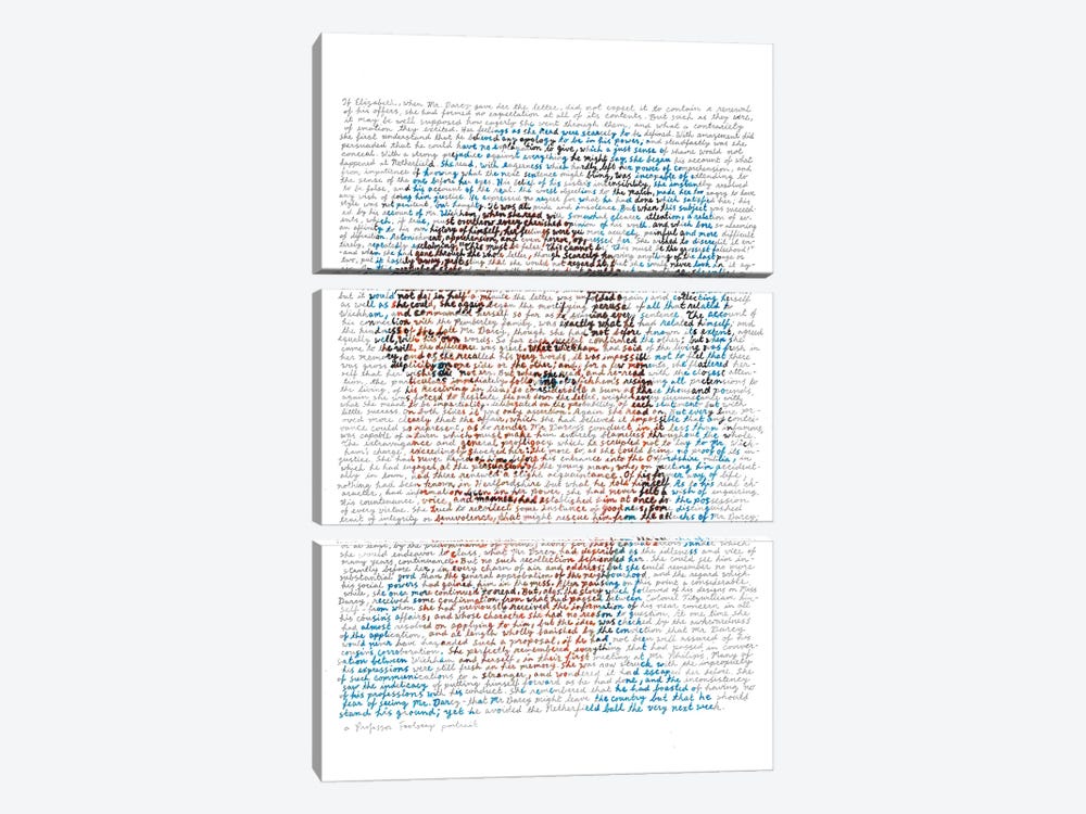 Jane Austen by Professor Foolscap 3-piece Canvas Art Print