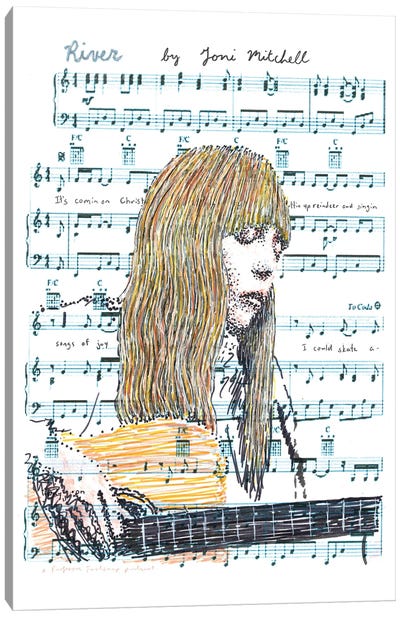 Joni Mitchell Canvas Art Print - Musical Notes Art