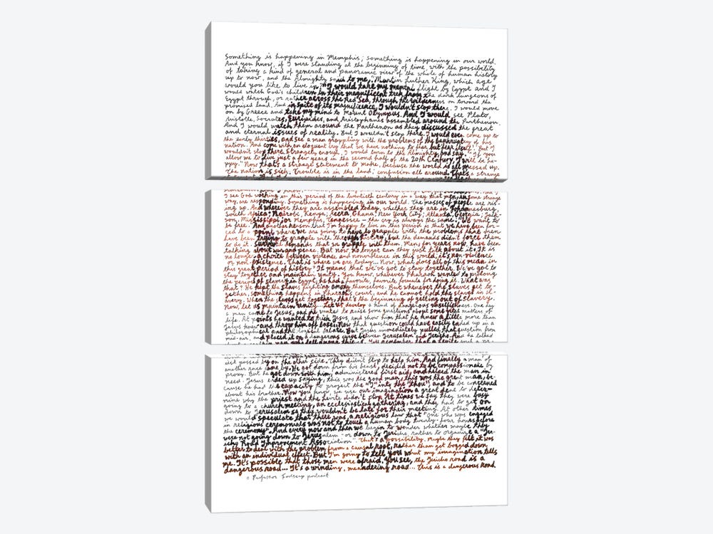 Martin Luther King Jr by Professor Foolscap 3-piece Canvas Wall Art