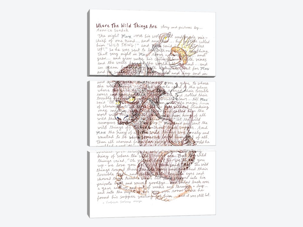 Where The Wild Things Are by Professor Foolscap 3-piece Canvas Art Print