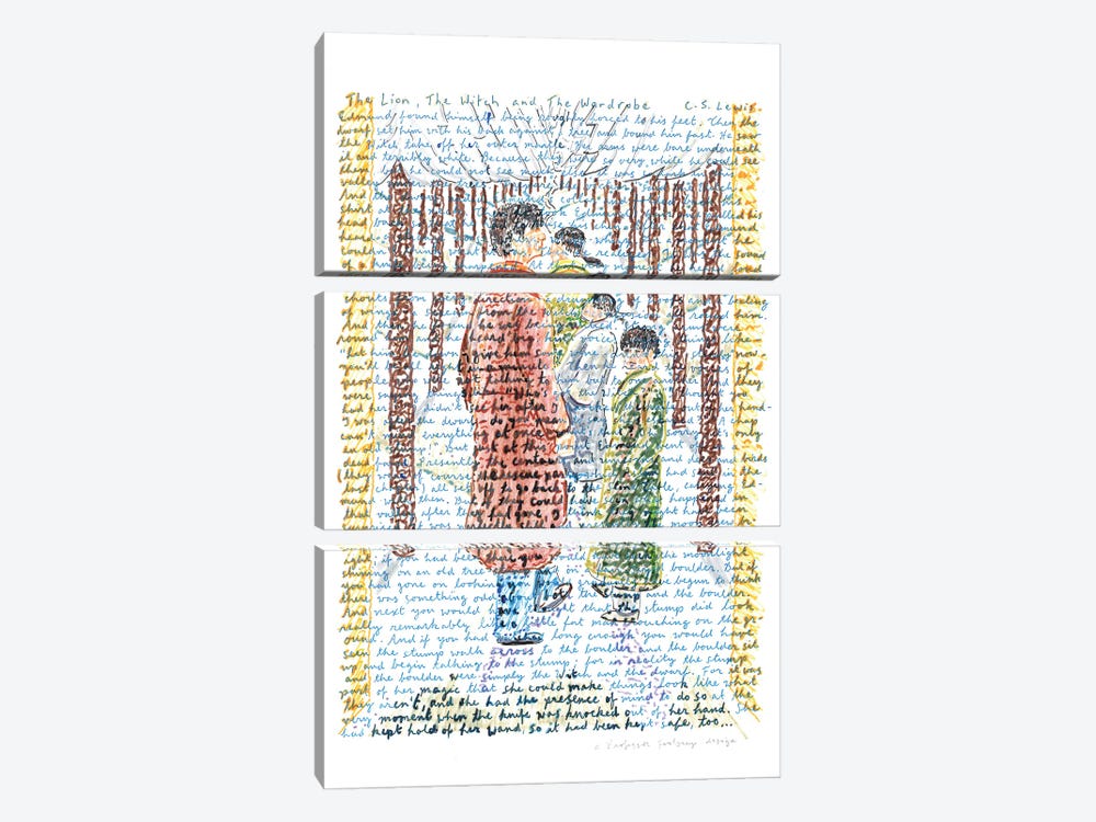 The Lion, The Witch, And The Wardrobe by Professor Foolscap 3-piece Canvas Print