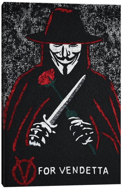 V For Vendeta Canvas Art Print - Thriller Movie Art