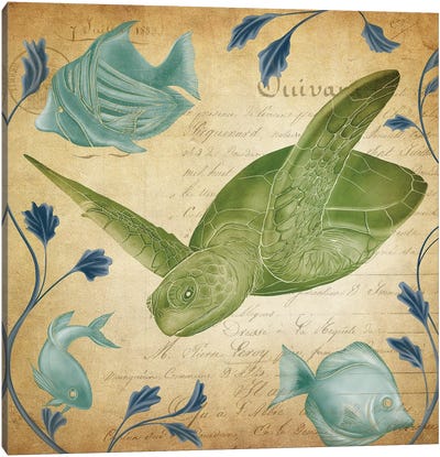 Fragment of Sea Life Canvas Art Print - Turtle Art