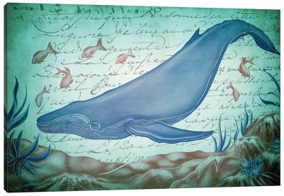Depth of The Sea Canvas Art Print - Caribbean Blue & Coral