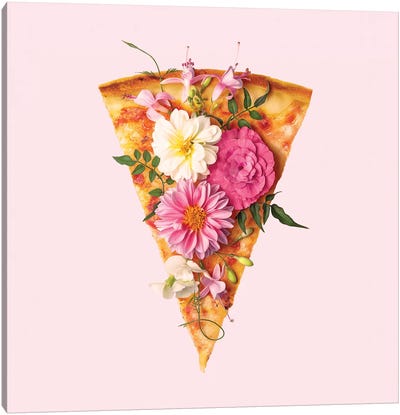 Floral Pizza Canvas Art Print - Art for Girls