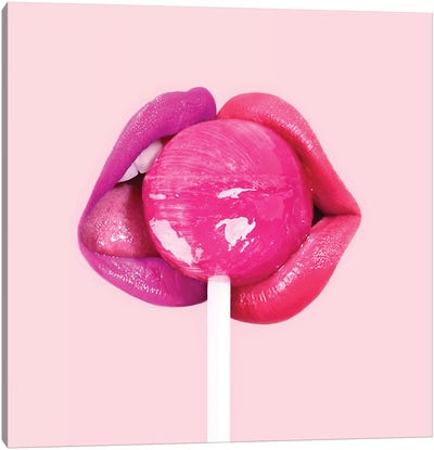 Lollipop Kiss Canvas Art Print - Lips Art