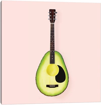 Avocado Guitar Canvas Art Print - Musical Instrument Art