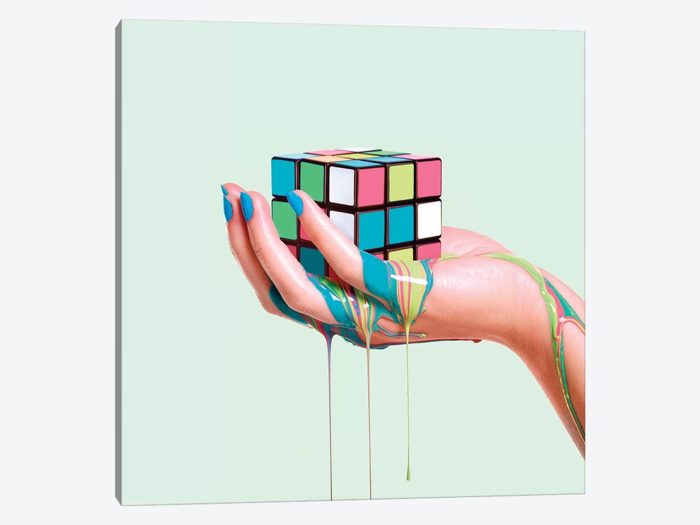 Melting Rubik by Paul Fuentes 1-piece Canvas Print