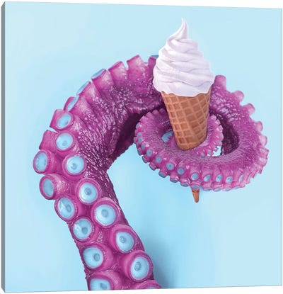 Octopus Ice Cream Canvas Art Print - Sweets & Dessert Art