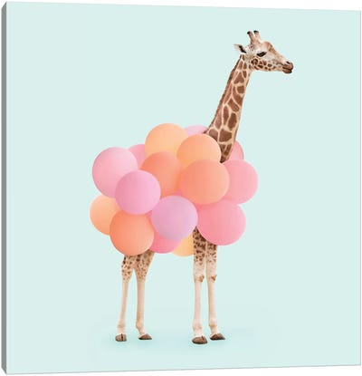 Party Giraffe Canvas Art Print - Composite Photography