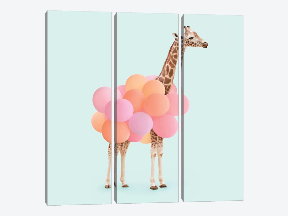 Party Giraffe by Paul Fuentes 3-piece Canvas Art Print