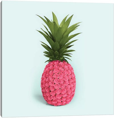 Pineapple Roses Canvas Art Print - Pop Art for Kitchen