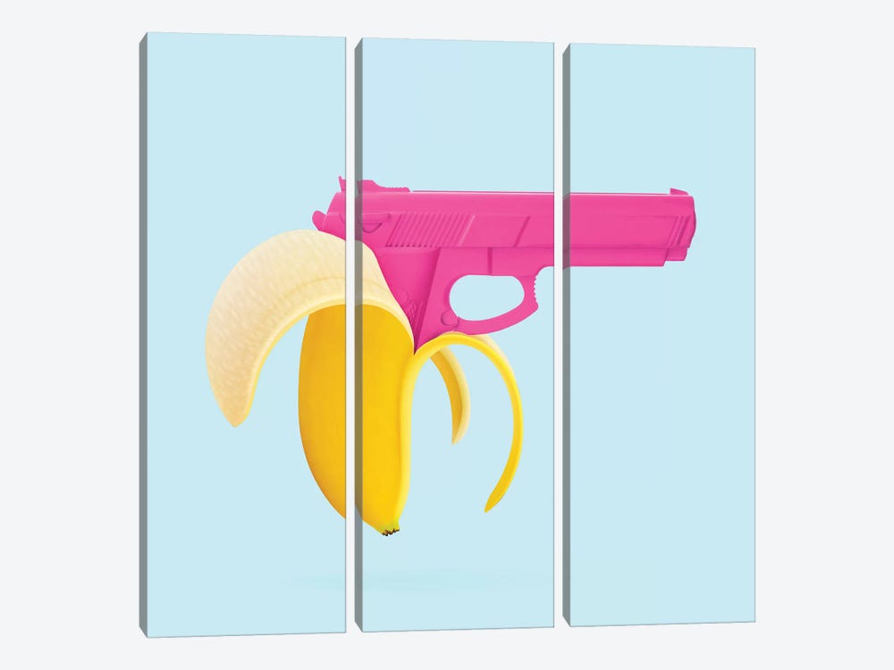 Banana Gun by Paul Fuentes 3-piece Canvas Print