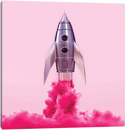 Pink Rocket Canvas Art Print - By Air