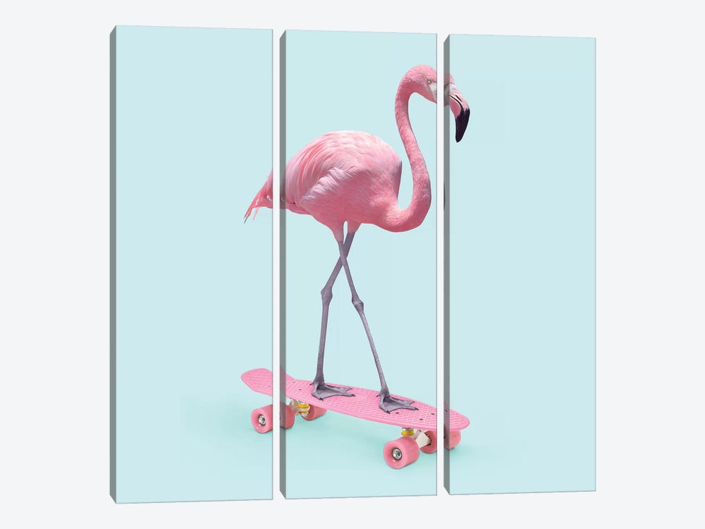 Skate Flamingo by Paul Fuentes 3-piece Art Print