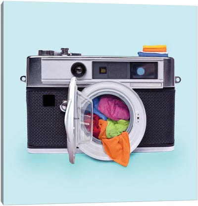 Washing Camera Canvas Art Print - Hipster