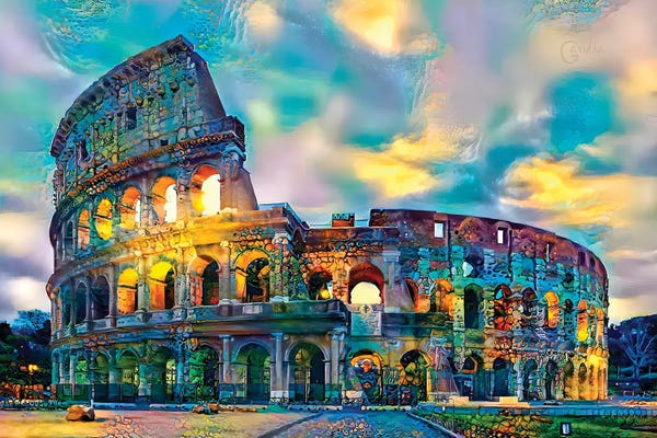 Ancient Ruins: Italy Rome Colosseum at Sunset by Pedro Gavidia