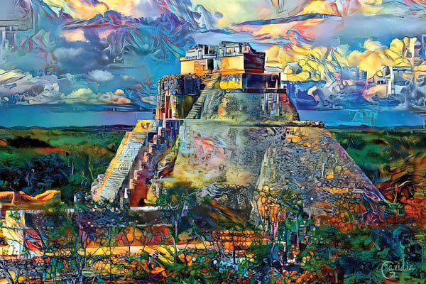 Ancient Ruins: Mexico Yucatan Uxmal Pyramid Of The Magician by Pedro Gavidia