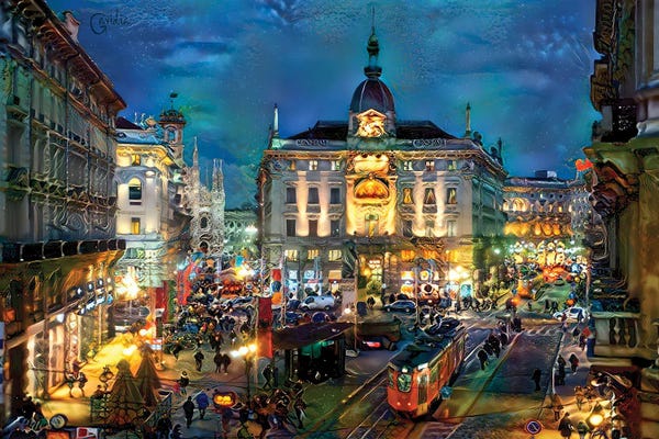 Milan Italy Piazza Cardusio Night