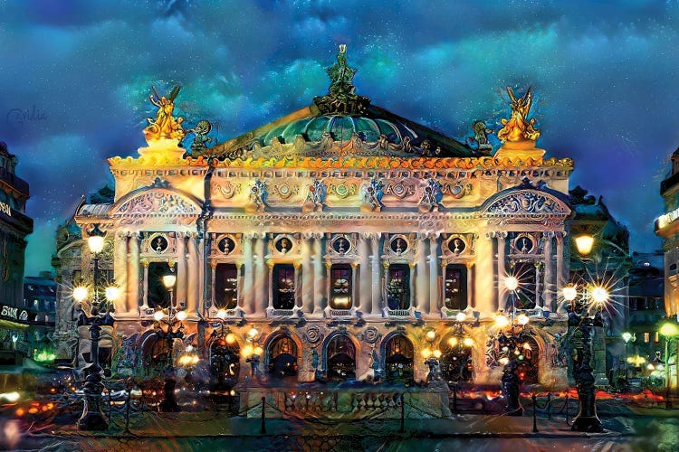 Paris France Opera Garnier Night