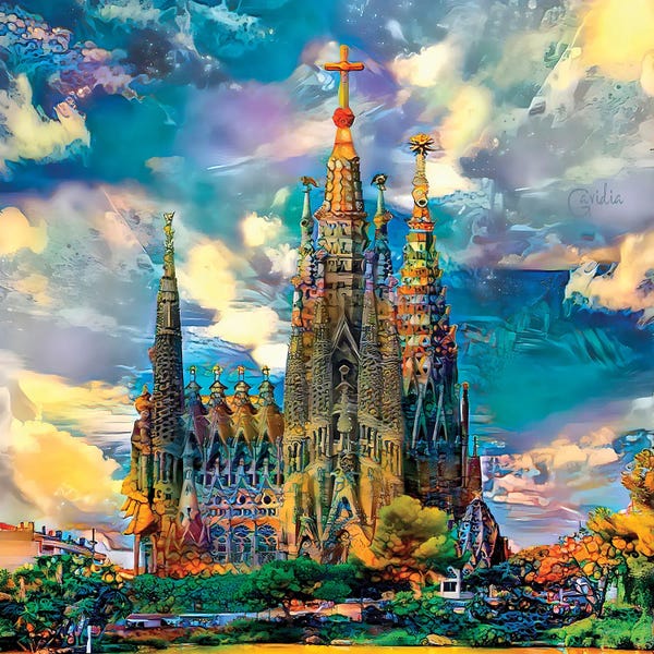 Famous Places Of Worship: Spain Barcelona Basilica de la Sagrada Familia Ended by Pedro Gavidia