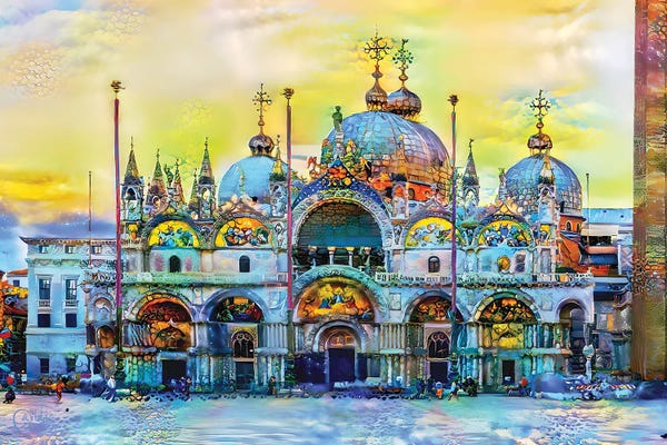 Places Of Worship: Venice Italy Patriarchal Cathedral Basilica of Saint Mark at Sunset by Pedro Gavidia