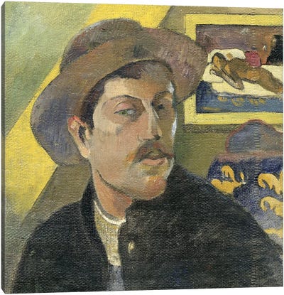 Self Portrait With A Hat Canvas Art Print - Paul Gauguin