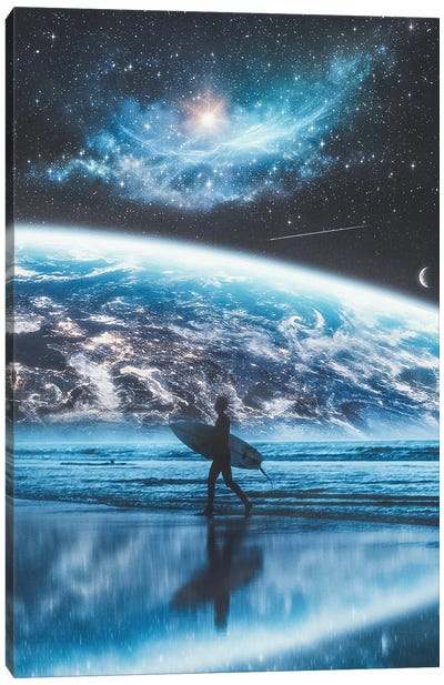 Surfing The World Canvas Art Print - Psguy2026