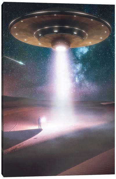 Very Close Encounter Canvas Art Print - UFO Art