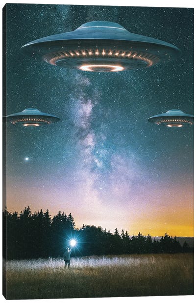 Close Encounter Signal Canvas Art Print - UFO Art