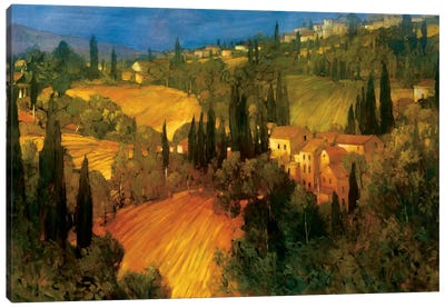 Hillside - Tuscany Canvas Art Print - Cypress Trees