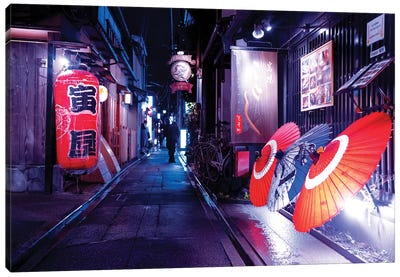 Japanese Umbrellas Canvas Art Print - Nightlife Japan 