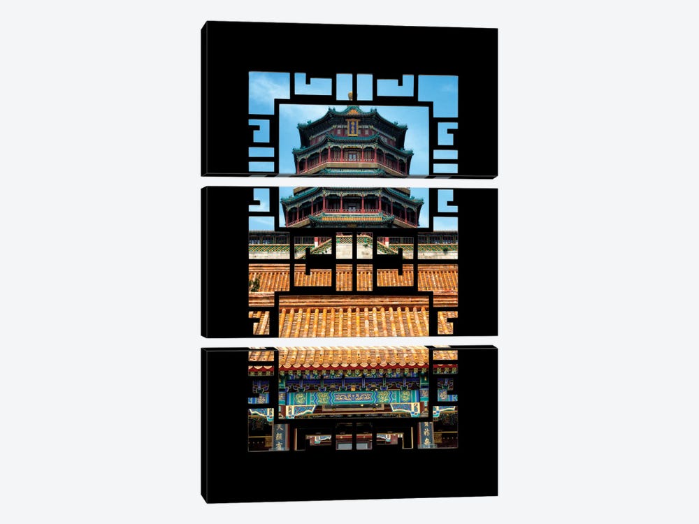 China - Window View III by Philippe Hugonnard 3-piece Canvas Wall Art