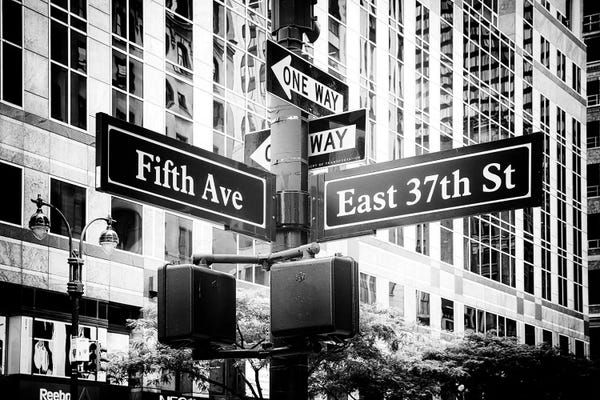 Black Manhattan: Fifth Avenue Sign by Philippe Hugonnard