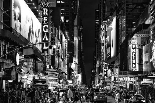 Black Manhattan: Times Square By Night by Philippe Hugonnard