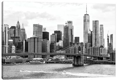 Brooklyn Bridge East River Canvas Art Print - New York City Skylines