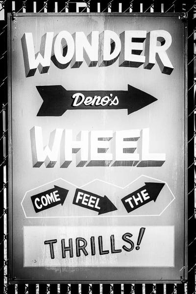 Black Manhattan: Vintage Wonder Wheel Sign by Philippe Hugonnard