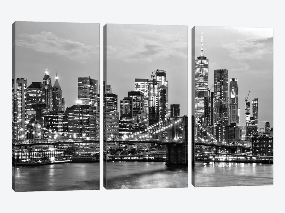 New York By Night by Philippe Hugonnard 3-piece Canvas Print