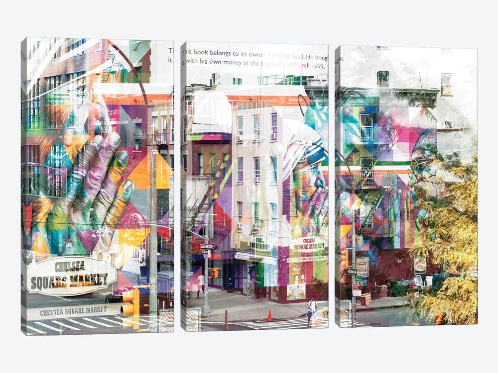 Urban Abstraction - Chelsea Square Market by Philippe Hugonnard 3-piece Canvas Wall Art