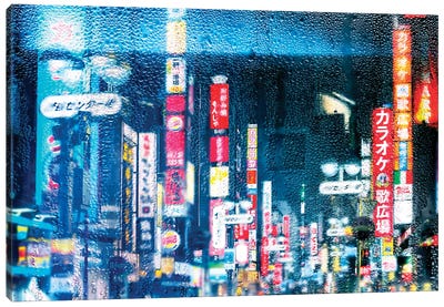 Behind The Window - Bluish Reflection Canvas Art Print - Tokyo Art